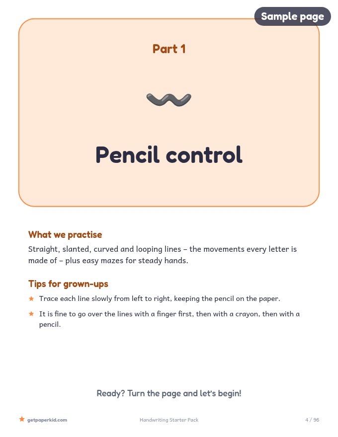 Handwriting Starter Pack, sample page 3