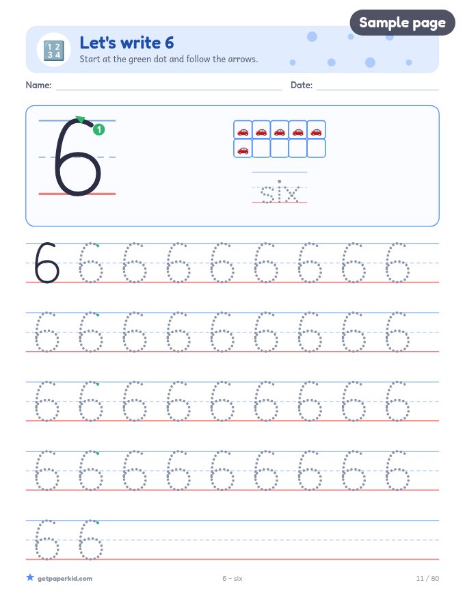 Kindergarten Math Pack, sample page 4