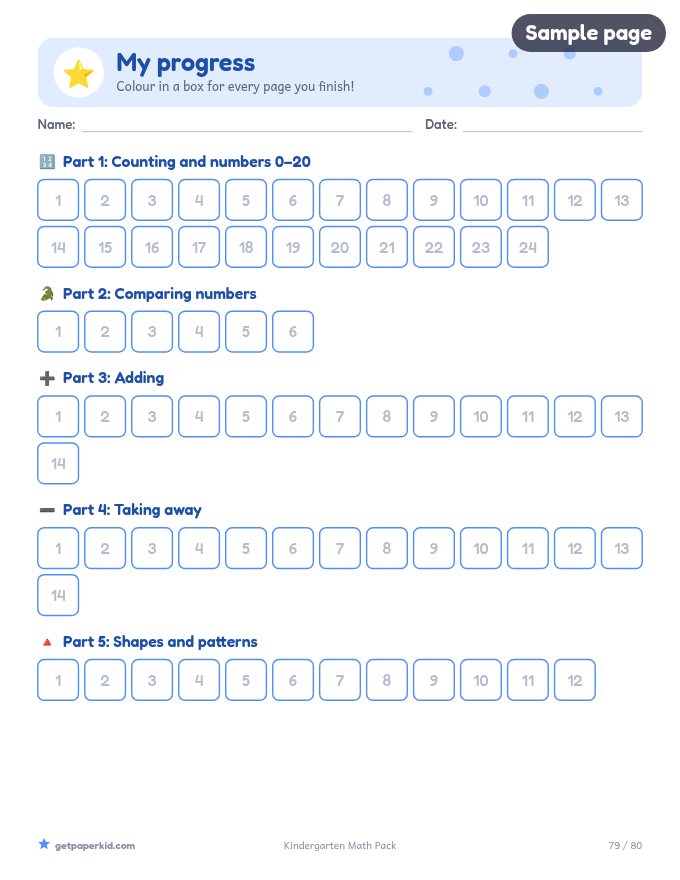 Kindergarten Math Pack, sample page 8