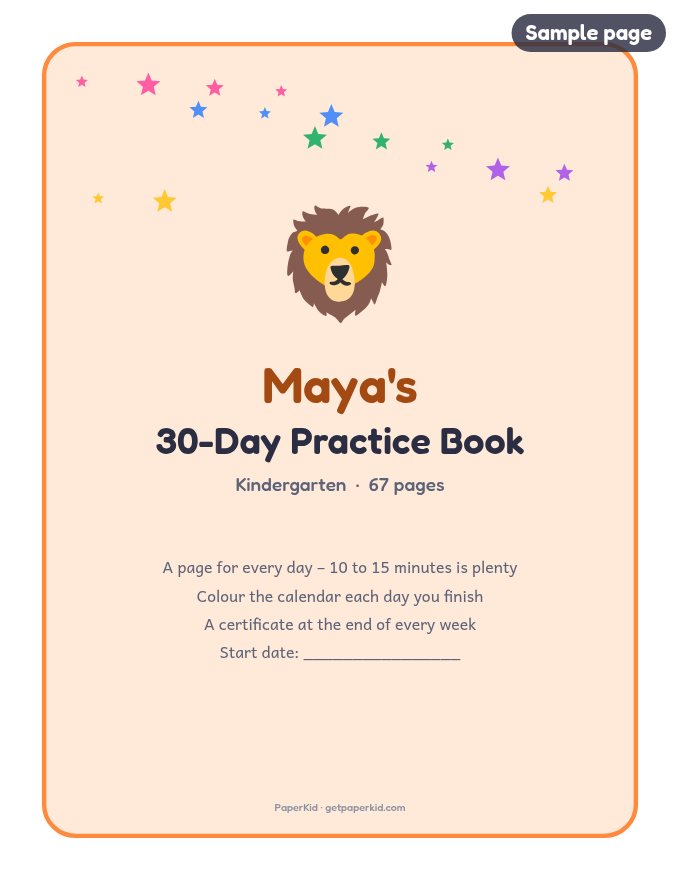 Personalised 30-Day Workbook, sample page 1