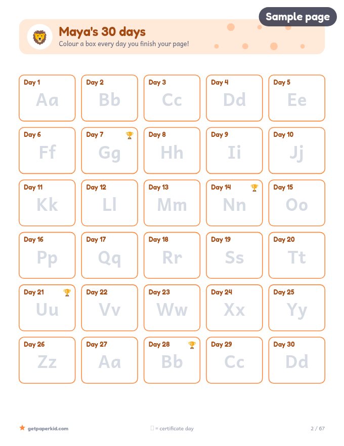 Personalised 30-Day Workbook, sample page 2