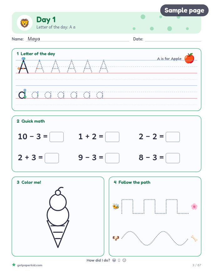 Personalised 30-Day Workbook, sample page 3
