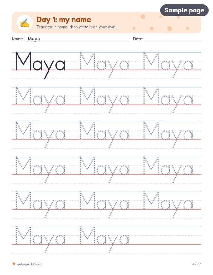 Personalised 30-Day Workbook, sample page 4